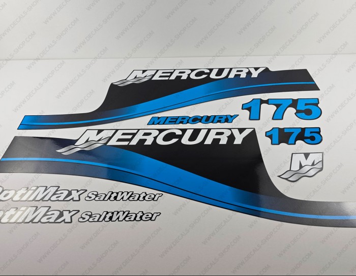 Mercury 175HP Optimax Saltwater Outboard Decal Kit BLUE Mercury 175HP Optimax Saltwater Outboard Decal Kit BLUE